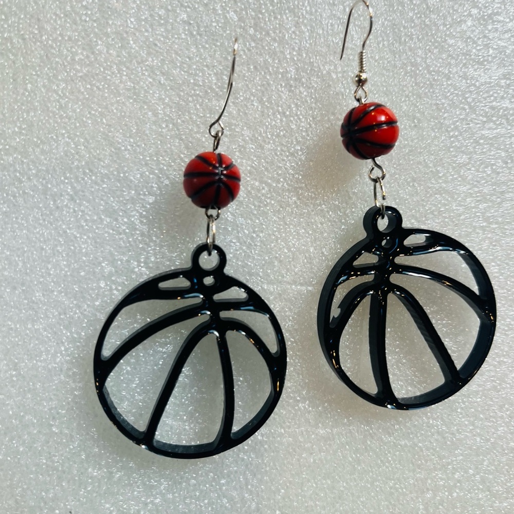 Black and orange Basketball Earrings